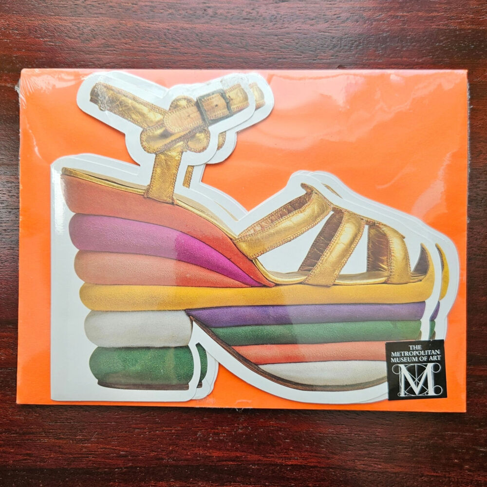 1996 Met Museum Ferragamo Card Set | Rainbow Platform Sandal, 5 Sealed Cards